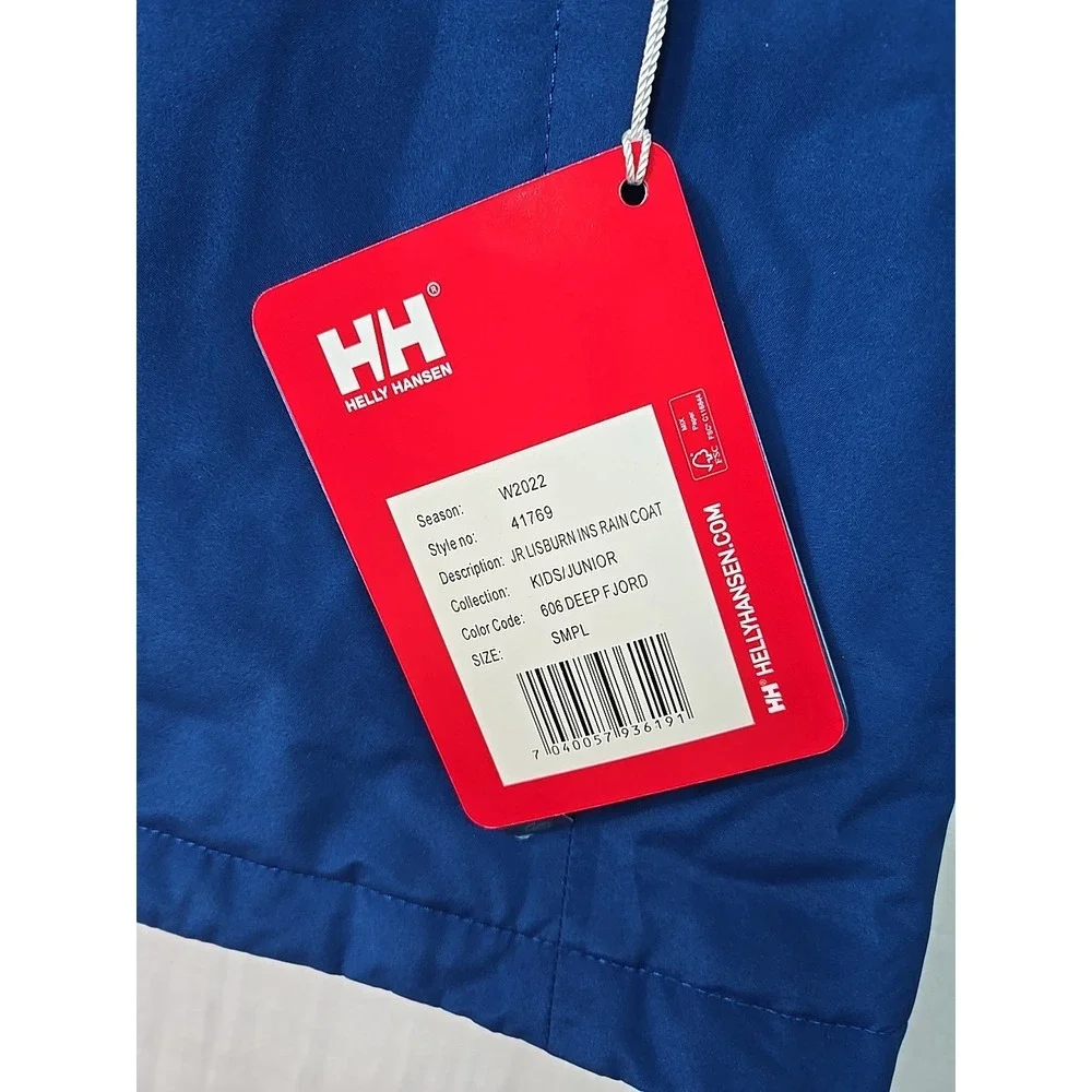 NWT Helly Hansen Girl's Size 140 / 10 Lisburn‎ Rain Coat Jacket Deep Fjord BLUE